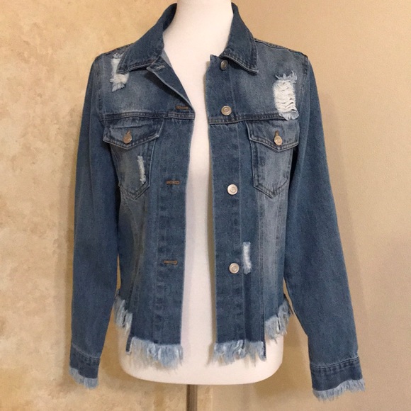 love tree distressed denim jacket